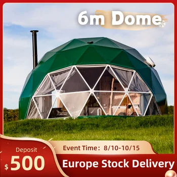 【Europe Stock】【 6M Standard】 Or Luxury Geodesic Dome Tent Waterproof PVC Outdoor Camping Pod For Resort Hotel Garden