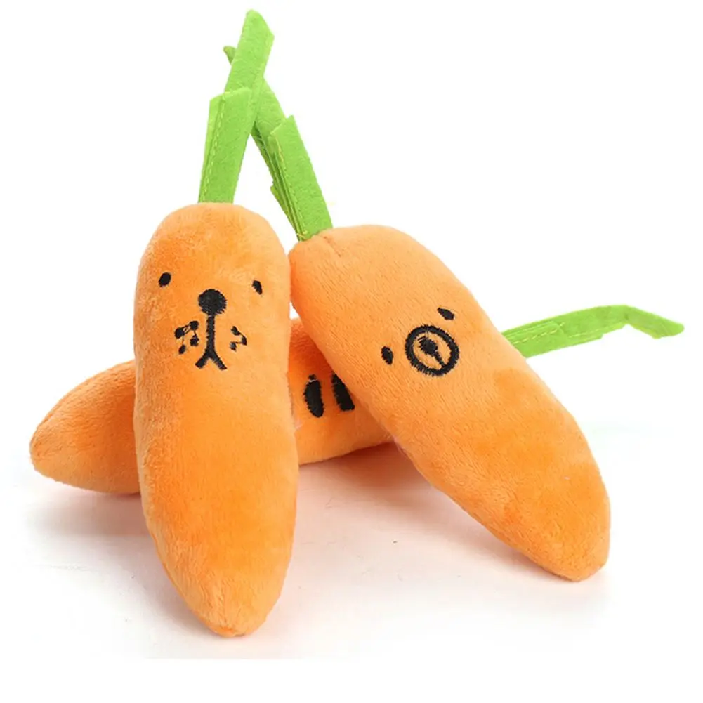 Plush Dog Toys Chew Molar Squeak Chew Sound Toy Pet Carrot Shape Durability for Dogs Puppy Toys to Clean the Teeth