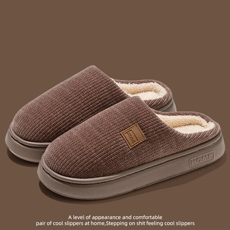Indoor Soft Plush Slippers Women Corduroy Thick Bottom Non Slip Cotton Slippers Woman Light Round Toe Home Cotton Shoes Mujer