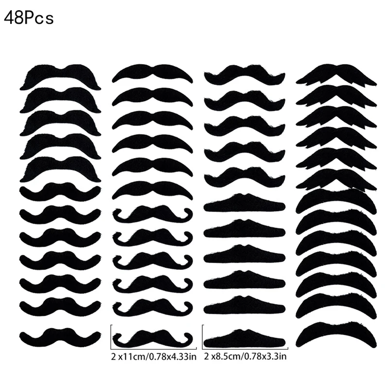 48pcs/set Funny Mustache Pirate Party Costume Cosplay Fake Beard Kids Adult Halloween Party Decoration Supplies Photobooth Props