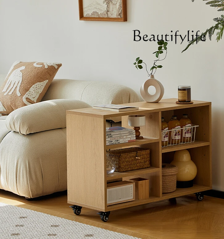 

Simple Movable Creative Coffee Table Living Room with Wheels Trolley Side Cabinet