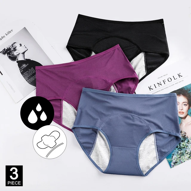 Langsha 3pcs/lot Menstrual Period Panties Women Underwear Cotton