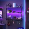 Gaming LED Floating Shelves for Wall, 41" Wall Mounted Shelf Pipe Glass Shelves, 3 Tier Hanging Display Rack with 8 S-Hooks Towe 1