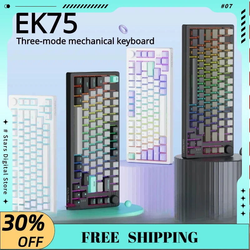 

Dareu EK75 Mechanical Keyboard Bluetooth Tri-mode 2.4G GASKET Full-key Hot-swap PC Gift Office E-sports Gamer Wireless Keyboard