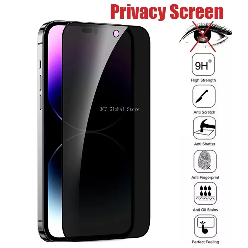 

Черный защитный экран для iPhone 11 12 Pro 13 Mini, Защитное стекло для iPhone 14 Pro Max 7 8 6 6S Plus XR XS Max, антишпионское стекло