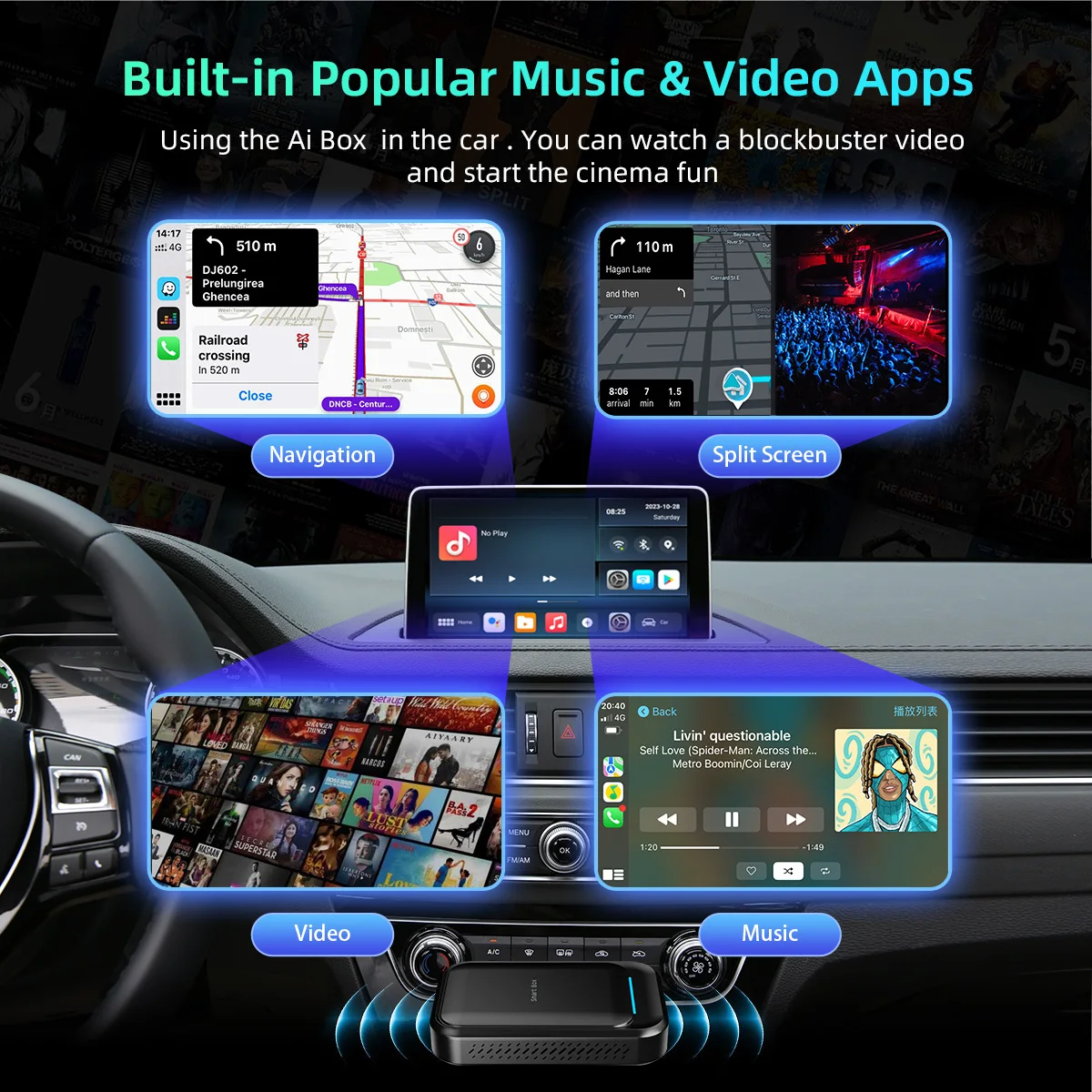 AuroraLink ī÷ Ai ڽ  ȵ̵ ڵ , ڵ ÷  TV ڽ, GPS   HDMI Ϳ, 4GB 64GB 