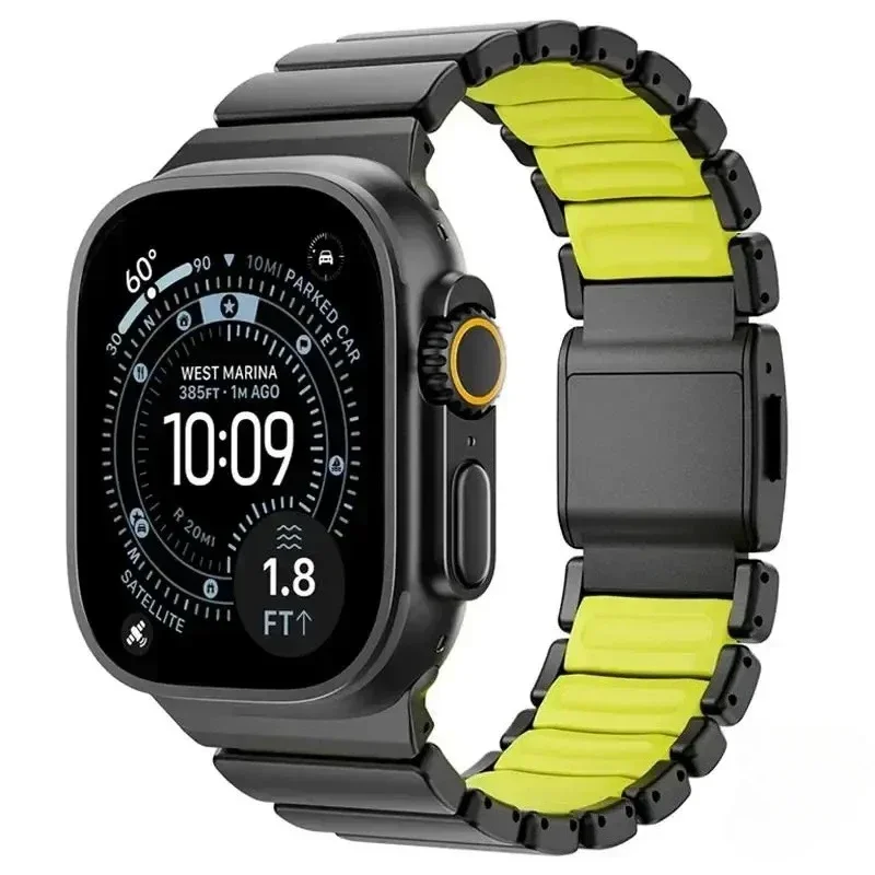 Magnetic Zinc Alloy & Silicone Watch Strap