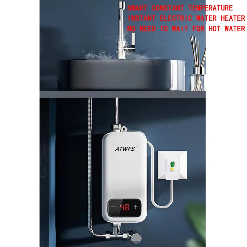 Electric Water Heater ATWFS Tankless Instant Water Heater 220v Electric Heaters for Home Kitchen for Bathroom Shower Hot Heater 4600-5500W