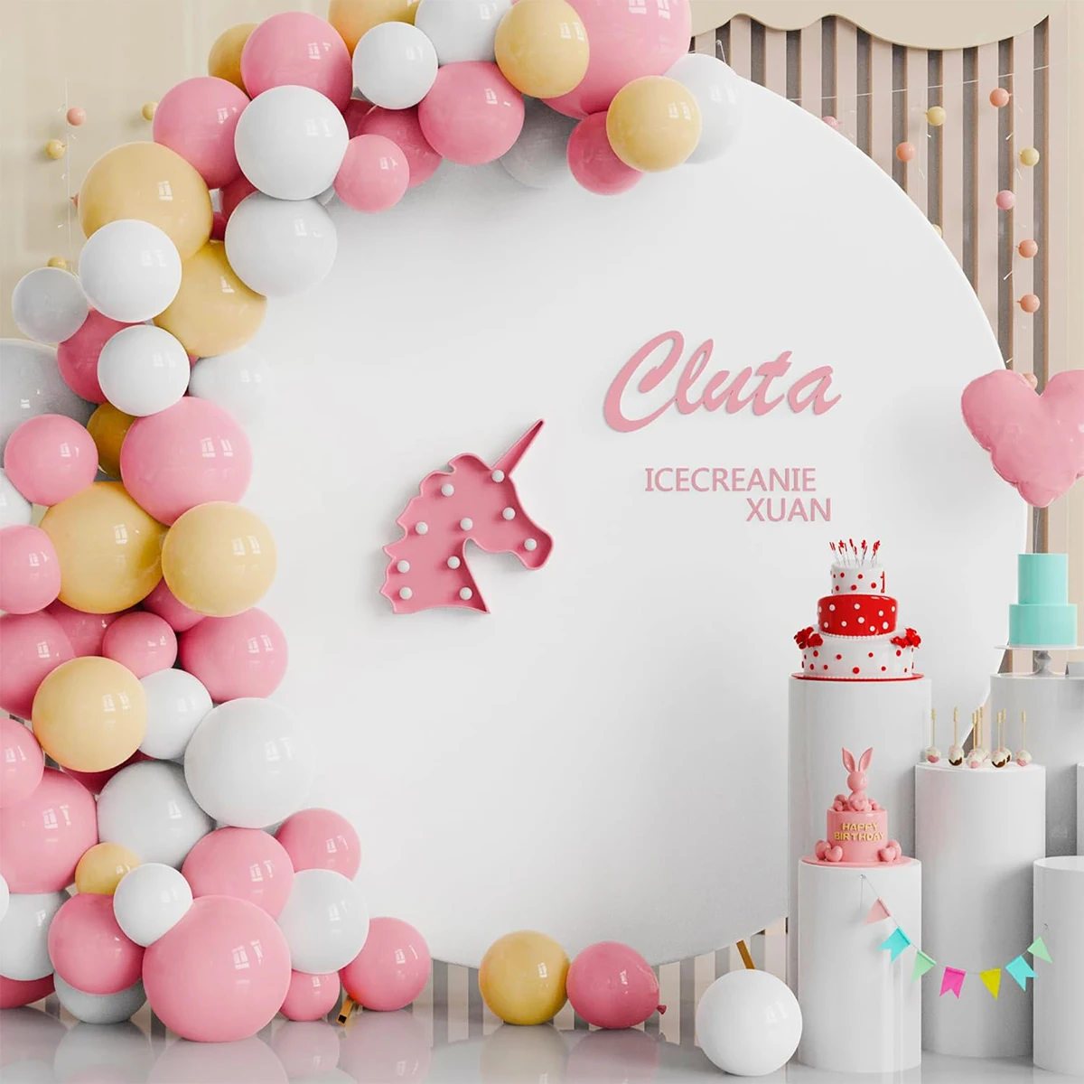 Pure Color Circle Round Backdrop Cover Wedding Baby Shower Birthday Party Decor Elastic Photo Background Without Shelf