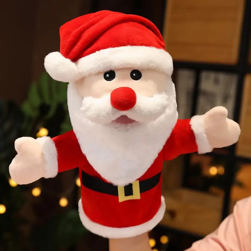 

30 см милые куклы с открытым ртом, Санта-Клаус, олень, снеговик, игрушки для рук, мягкие игрушки, лучшие подарки на Рождество для детей или друзей