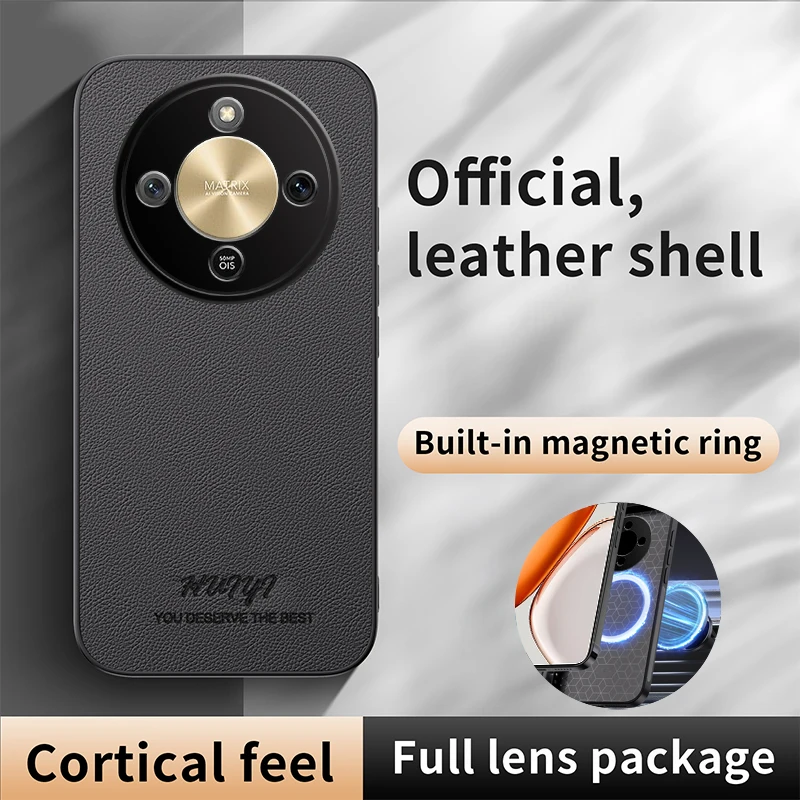 Leather Magnetic Charging Case - Business Anti-Fall Protective Cover