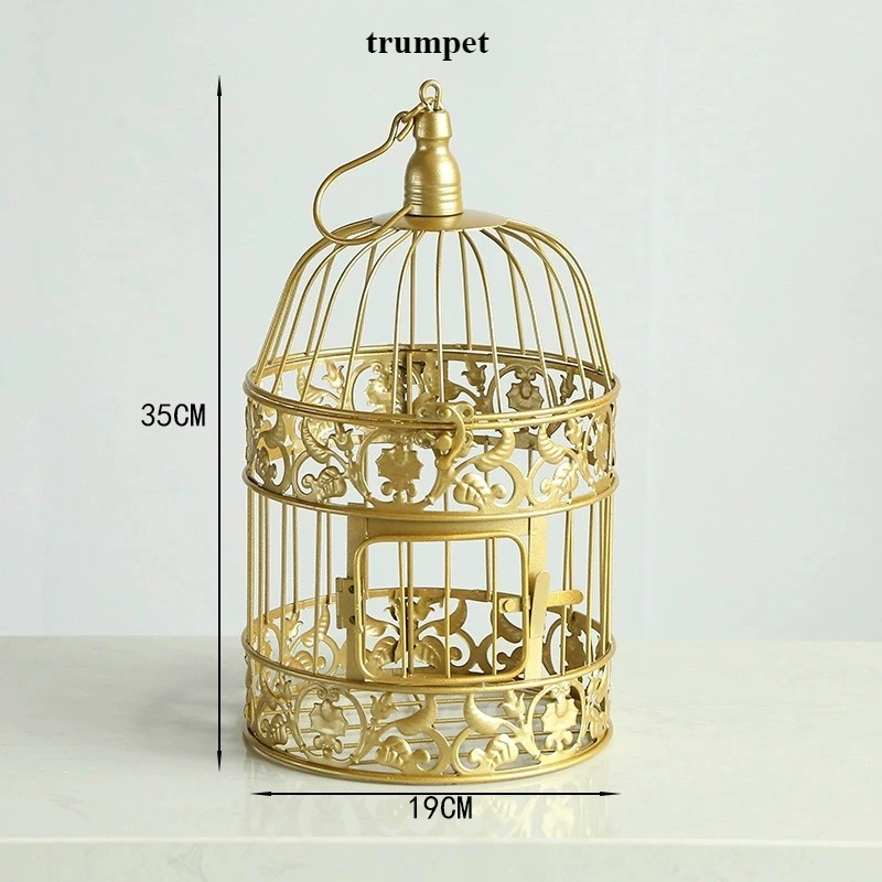 Metal Bird Cage Decoration Gold Wrought Iron Wedding Prop