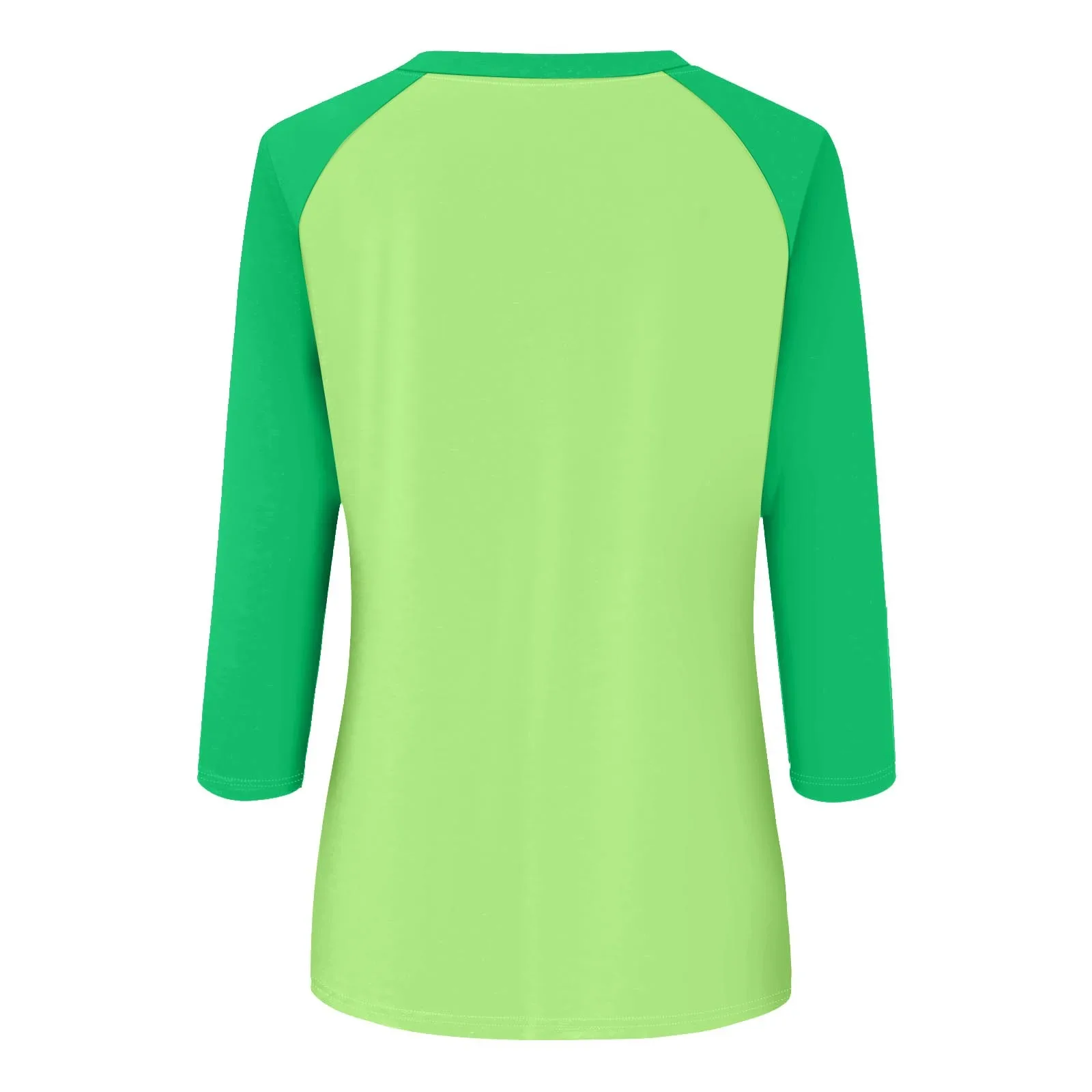 Frisches, modisches, lässiges, farbblockierendes Raglanärmel-O-Ausschnitt-3/4-buntes, vielseitiges Basic-Shirt für Mädchen, Sommer-dünnes, vielseitiges Oberteil – Detail 23