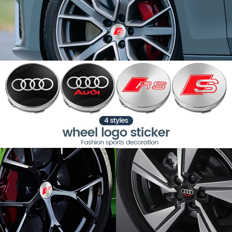 4Pcs 60Mm Car Wheel Center Hub Stickers 60/68Mm Car Wheel Center Hub Caps Accessori Per La Decorazione Automatica Per Audi S Rs A3 A4 A1