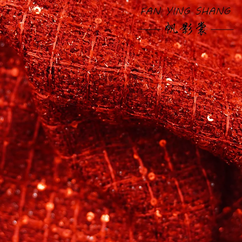 Red Plaid Tweed Coat Fabric - Premium DIY Material