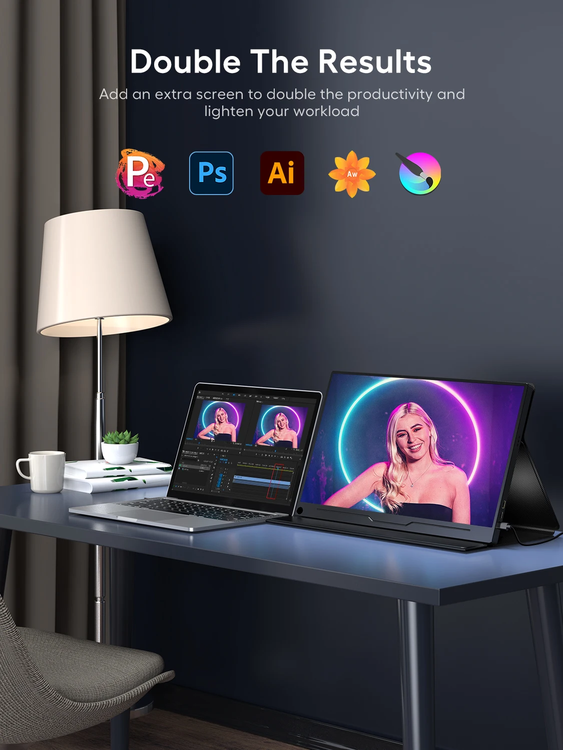 Фото Монитор для ноутбука UPERFECT, 18,5-дюймовый IPS-экран 1080P со смарт-крышкой VESA и динамиками, безрамочный игровой дисплей HDR, 120 Гц для Switch Steam Deck №3