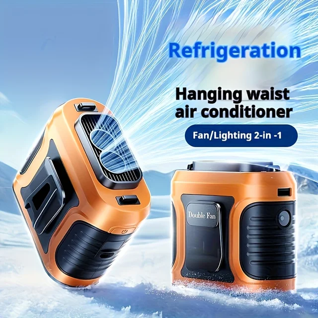 Ventilateur de ceinture à clip 2026 6000 mAh 13500 tr/min double ventilation, portable, rechargeable, pour extérieur et chantier 1