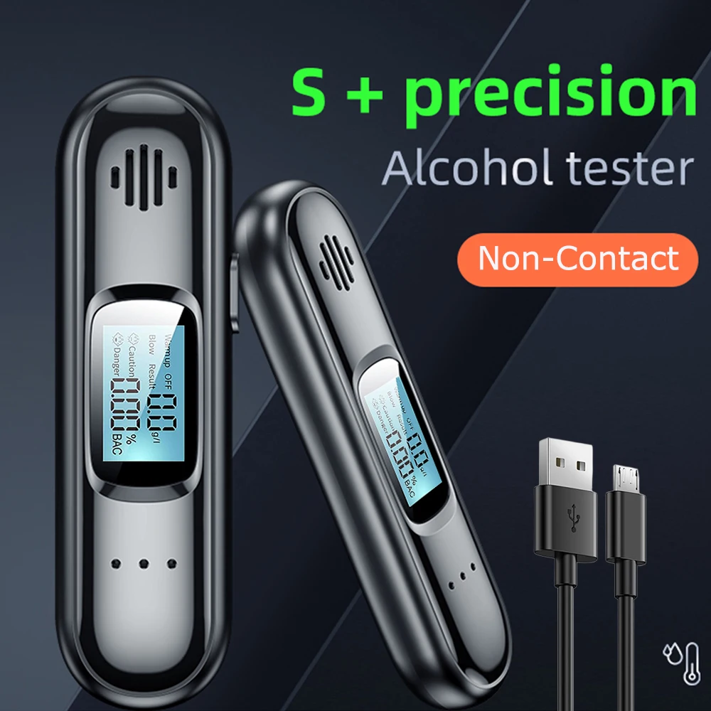Non-Contact Alcohol Tester with LED Digital Display Alcoholmeter USB Rechargeable Alcohol Tester Breathalyzer Diagnostic Tool