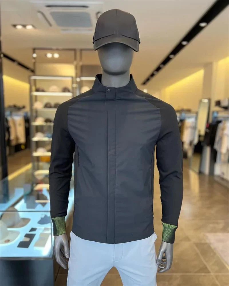 

23 Korean Golf Apparel Men's New Long Sleeved Top Golf Jacquard Knitwear Combined with Coat Fashion