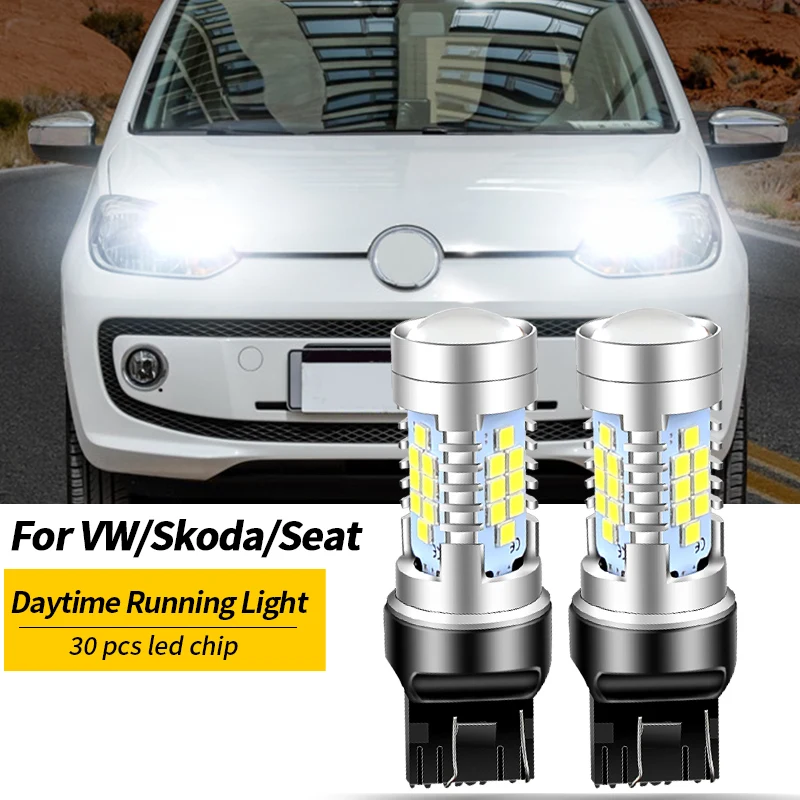 2pcs Led Daytime Running Light Drl Bulb Canbus W21/5w 7443 T20 For Vw