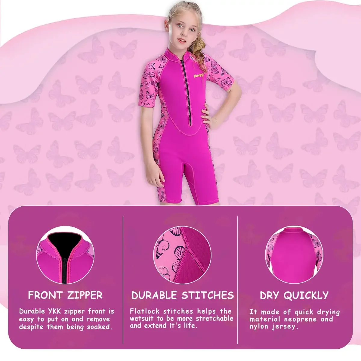 Kids Wetsuits Shorty Youth Wetsuit 2mm Neoprene Swimsuit for Kids Boys Girls Toddler Water Aerobics Swimming Diving Surfing 6