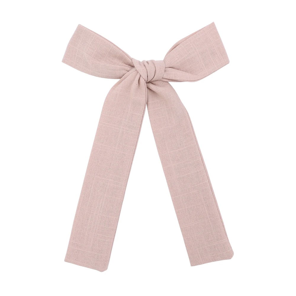 Long Tail Linen Hair Bow Clips for Little Girl Kids Mom Women Ponytail Knot Bows Alligator Clip Hair Accessories