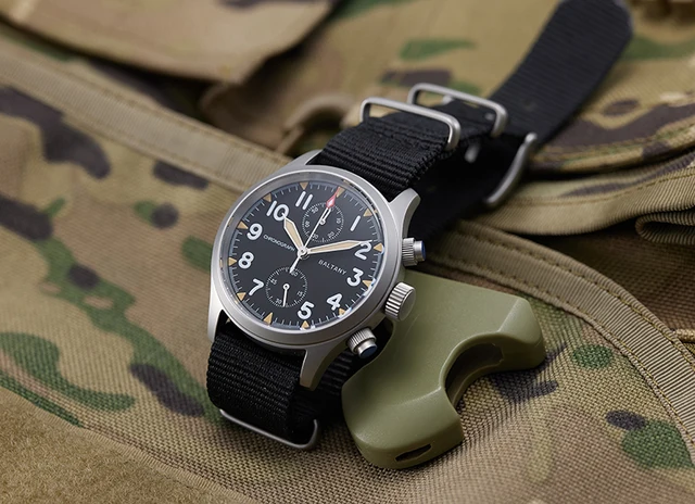Baltany Quarz Militär Chronograph s5033 Edelstahl 39mm Gehäuse 