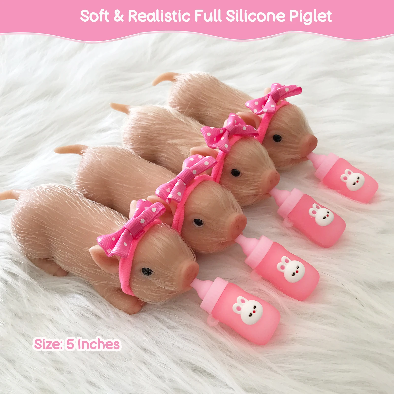 VOLOBE 5 Inches Silicone Piglet, Soft Mini Realistic Silicone Animals, Gift  Box with Amazing Silicone Piglet Accessories, Kids Lifelike Reborn