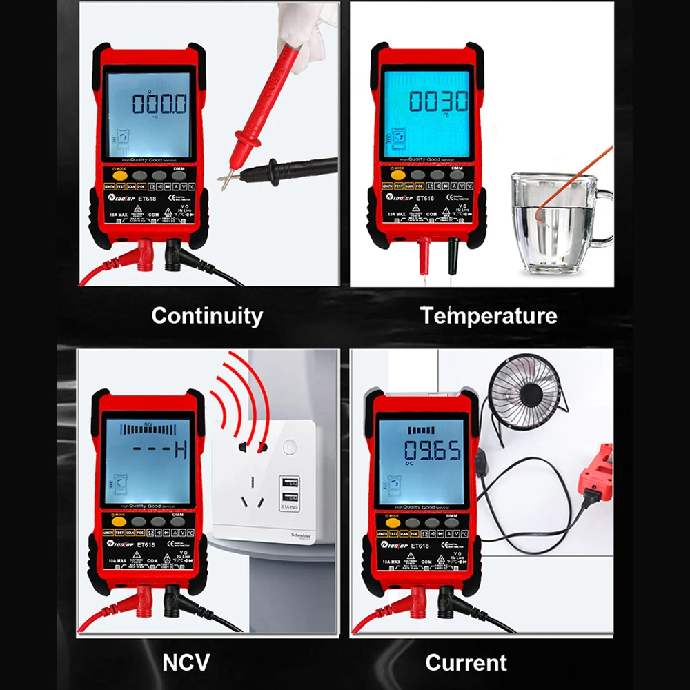 TOOLTOP ET618PRO Network Cable Tester LCD Display Analog Digital Search POE Cable Pairing Length Wiremap Detector