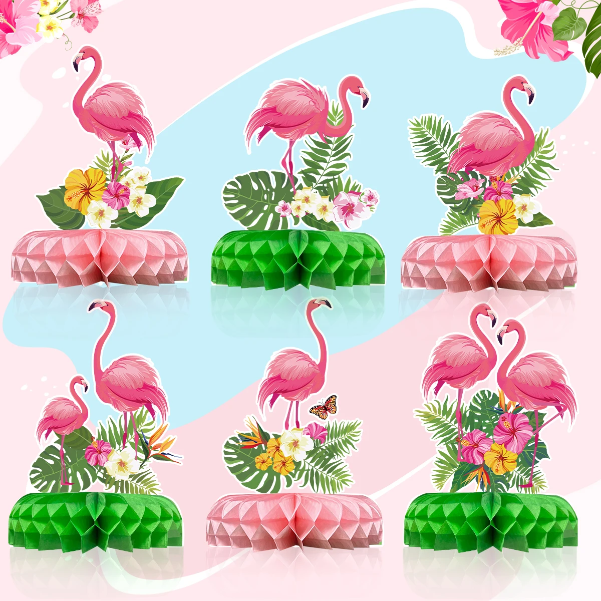 Pink Flamingo Honeycomb Ornaments Flamingo Birthday Party Decoration Hawaii Tropical Summer Party Supplies Hawaiian Party Decor