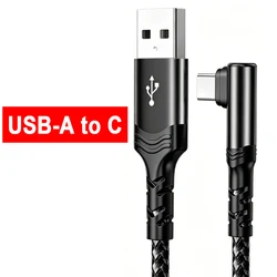 High - Speed Right Angle USB - C to Type - C Cable - 100W Fast Charging & 480Mbps Data Transfer - 3m (USB A to C)