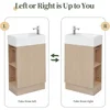 19" Small Single Bathroom Vanity with Sink,1 Door,Toilet Paper Holder and 2 tier Shelves,Natural Wood Bathroom Vanity Sink 6