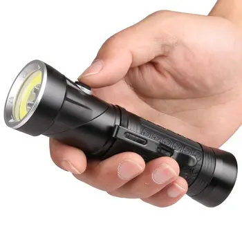 강력한 LED 손전등, 야외 캠핑용 휴대용 손전등, 백색 및 적색 조명, 90 도 회전 작업 손전등, T6 + COB