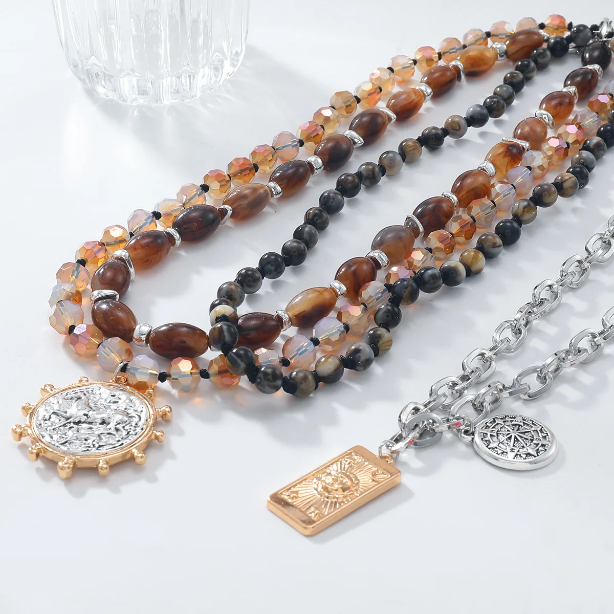 ZAA Luxury Women Jewelry 2025 Trend Vintage Irregular Pendant Multilayer Handmade Beaded Chain Necklaces Fashion Accessories 5