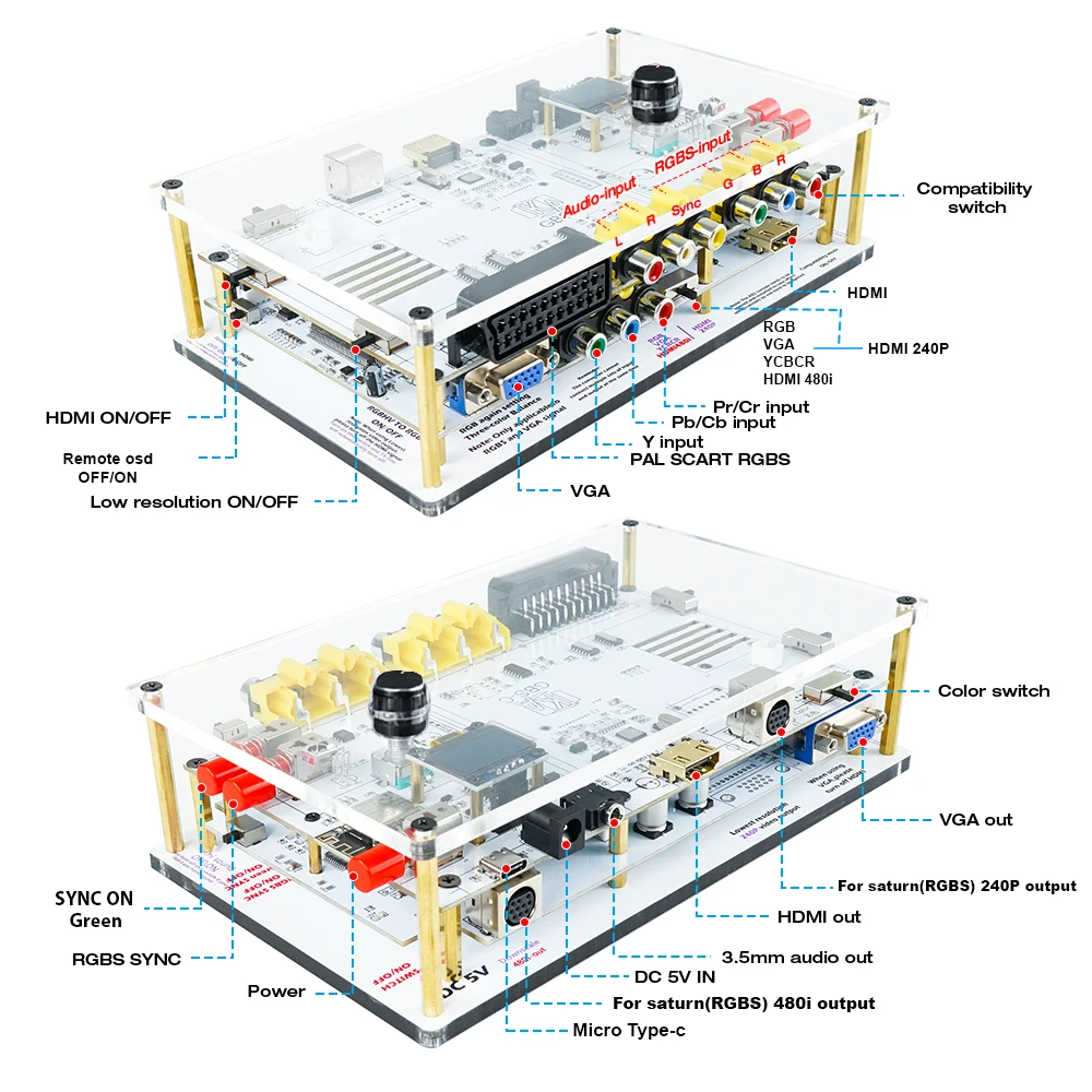 Modified GBS Control GBSC Video Converter With Scart RGBS YPbPr
