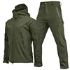 Men's Outdoor Sports Jacket Pants Sets Men Fleece Warm Waterproof Cargo Work Coat Trousers Set Men's Hiking Clothes 3