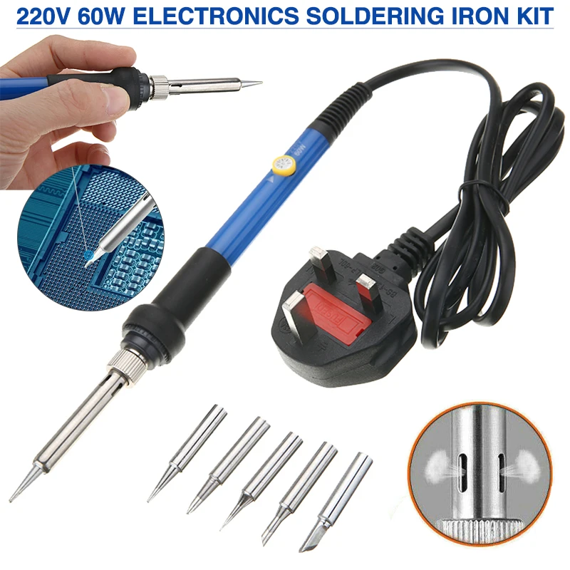 

220V 60W Electronics Soldering Iron Kit Solder Welding Tools Adjustable Temperature US Plug Electric Soldering Iron Pen