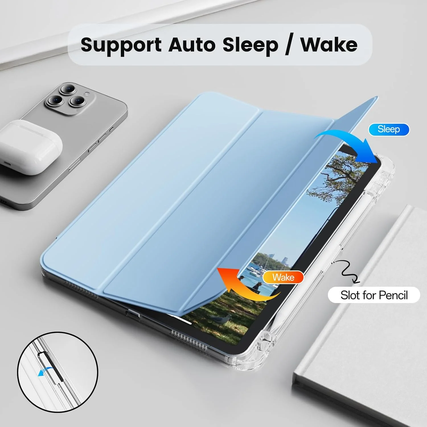 Sleek Tri-fold Clear Acrylic Tablet Case