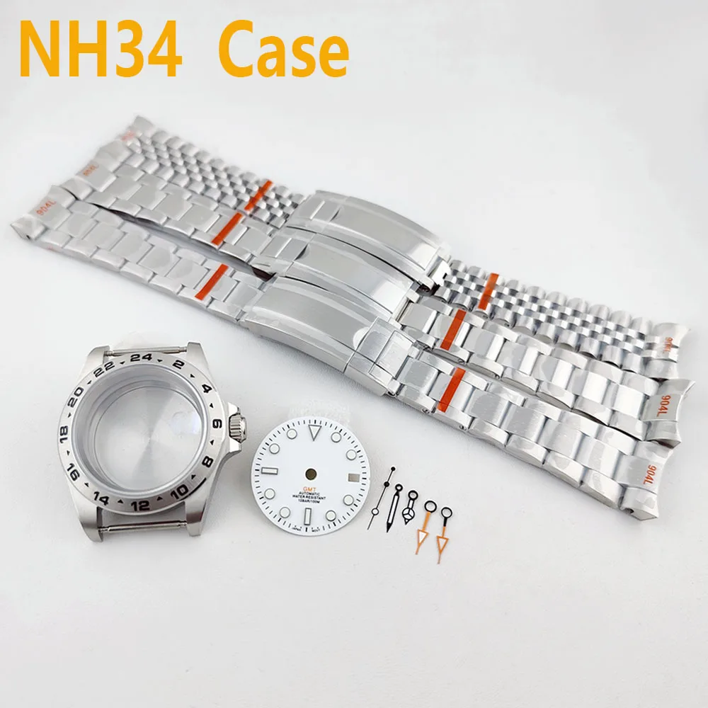 

NH34 чехол GMT мужские часы из нержавеющей стали чехол светящийся Циферблат Водонепроницаемые Часы подходит для NH34 часы аксессуары