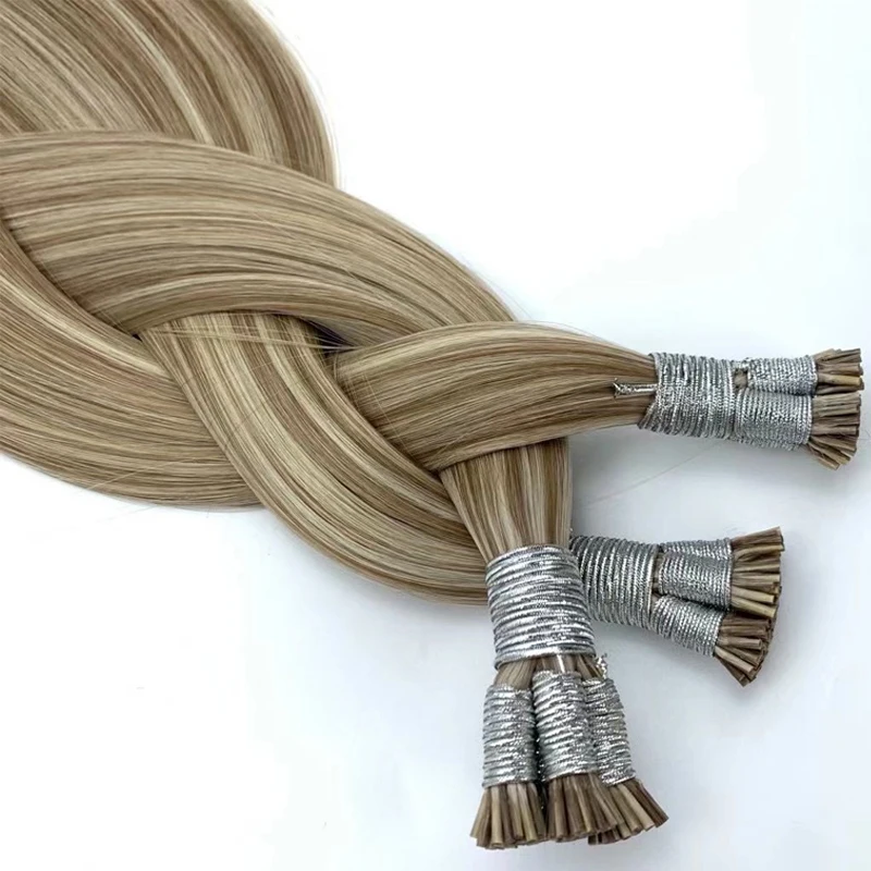 Straight I Tip Hair Extensions Human Hair Natural Extensions Keratin Capsule Brown 613 Blonde Color 18-30inch