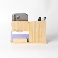 Minimalist Bamboo Wood Desk Organizer Multi-Function Pen Holder with Wireless Charging Office Decor Gift 1
