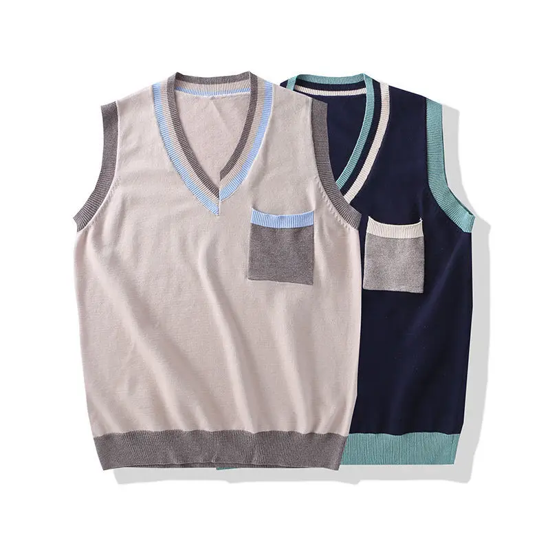 Men Knit Sweater Vest ins sweater vest Korean fashion clothes men sweater vests mens knitted vest