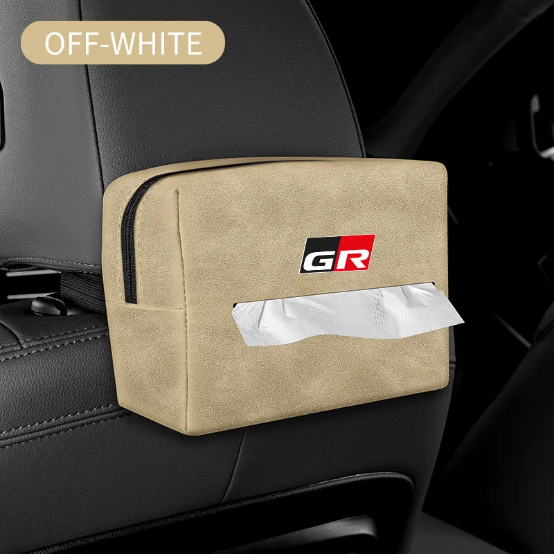 자동차 스웨이드 티슈 백 보호대 커버, 도요타 GR GAZOO RACING RAV4 자동차 좌석 뒷면 티슈 박스, 인테리어 액세서리