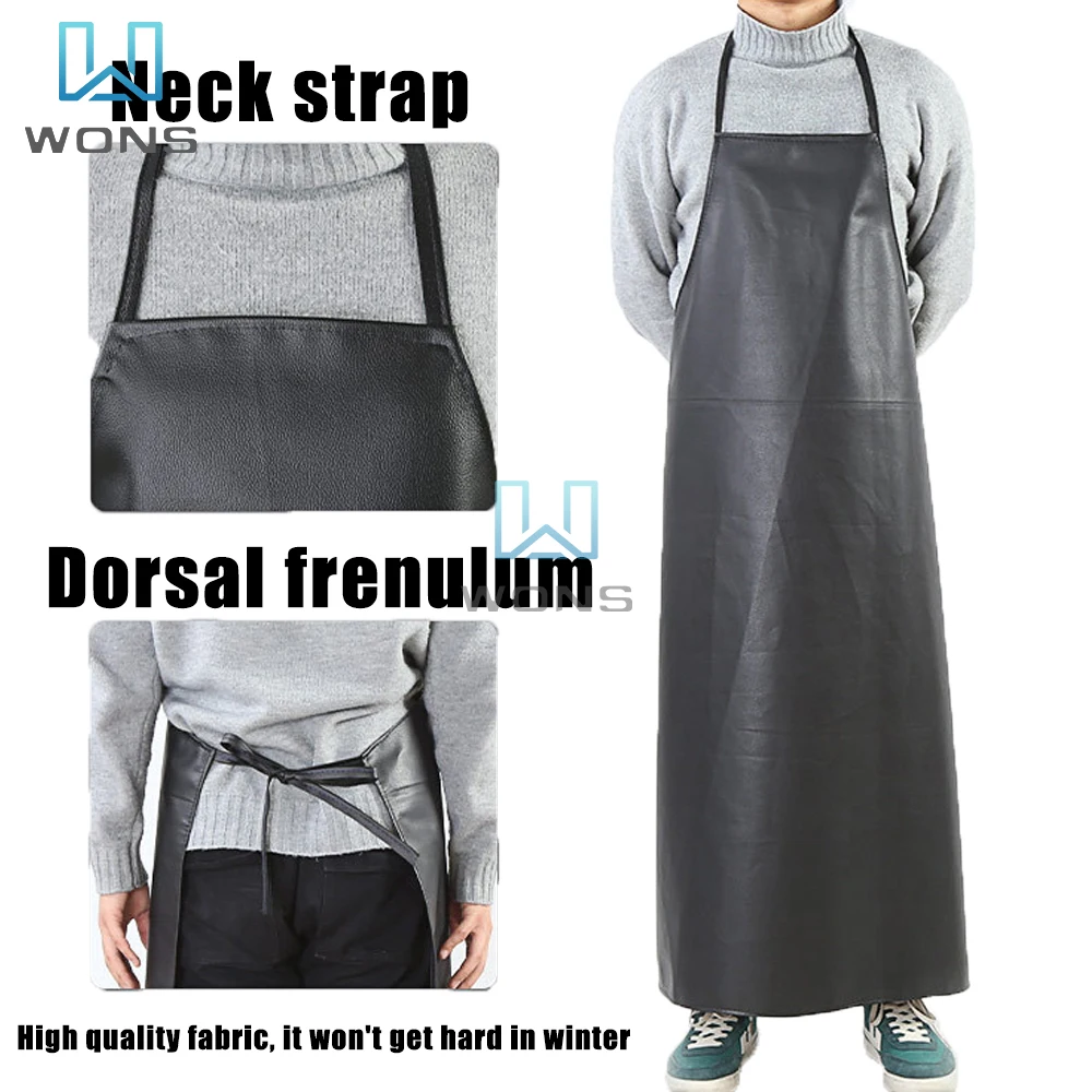 PVC Welding Protection Waterproof Oil Proof Leather Apron Man Work Labor Protection Wear Resistant WoodWork Long Leather Apron 2 pcs set coat suit long pants men suit snap fastener cuff practical tear resistant sun proof sports suit for men