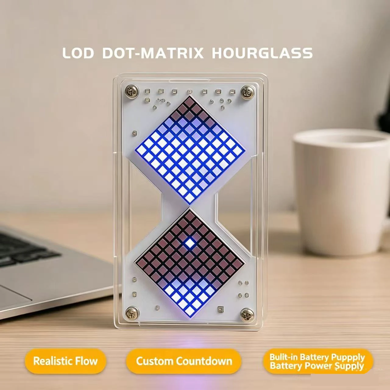 LED 도트 매트릭스 전자 모래시계 키트 중력 감지 타이머 시계 용접 연습 전자 DIY 생산 부품