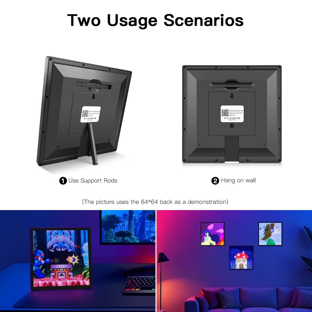 DIY Bluetooth APP Control Pixel LED Screen 16x16 32x32 64x64 Graffiti Patterns Text Programmable USB LED Pixel Display Home Deco 4
