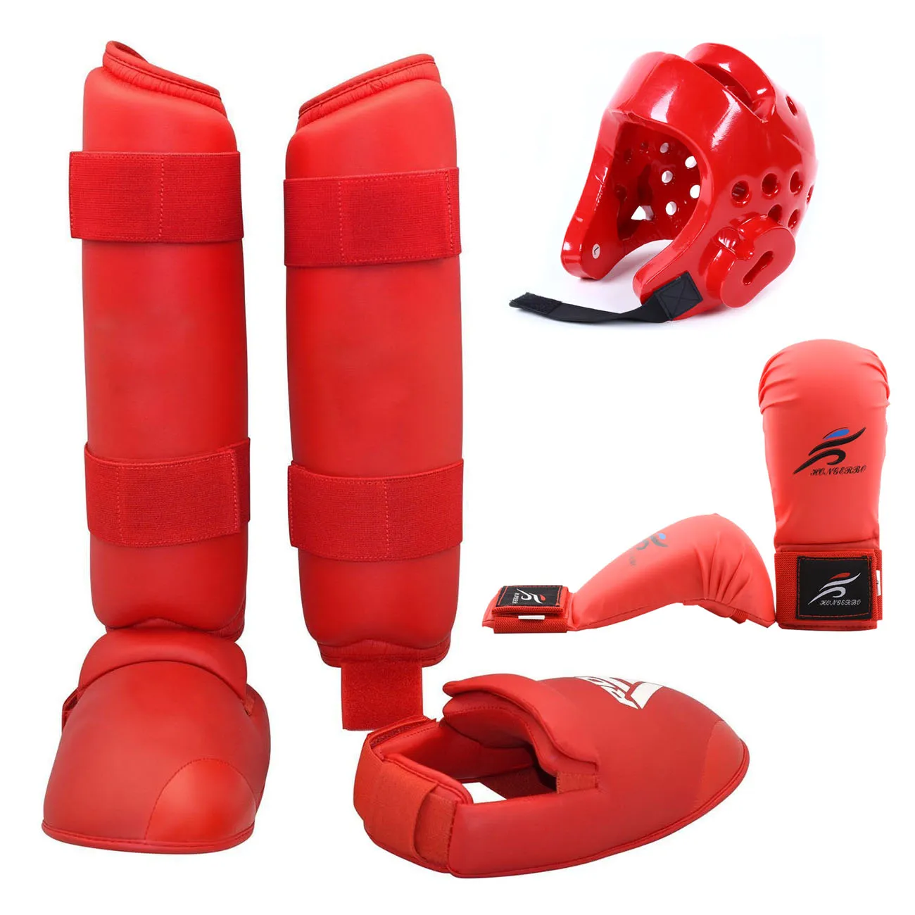 TaekwondoSparringHelmetKarateGearFaceMaskProtectionSuiteShinGuardWomenBoxingGloves