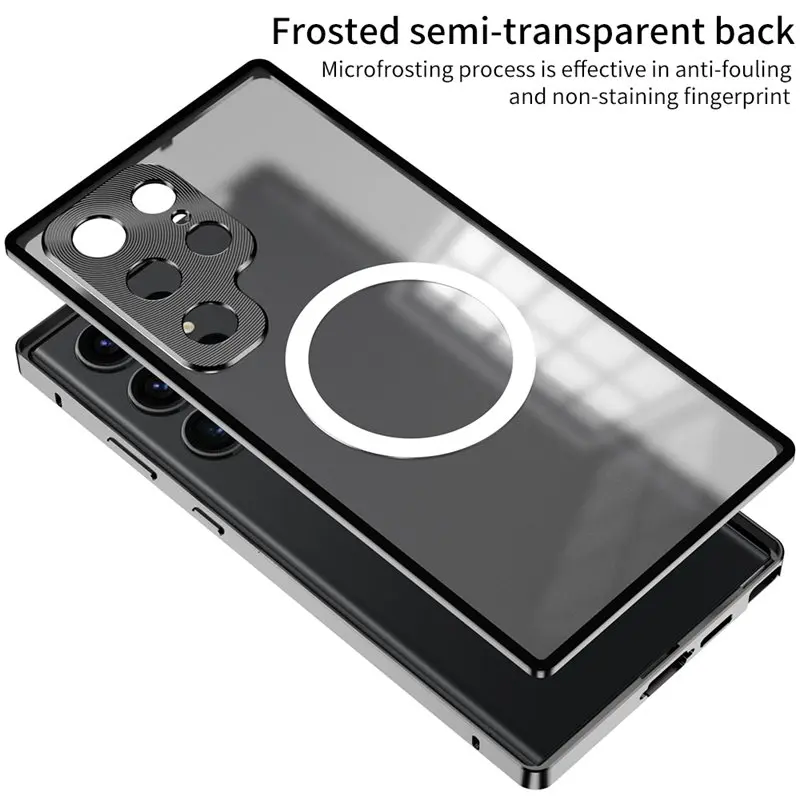 

For Samsung Galaxy S23 Plus S23Plus 5G Case Clear Tempered Glass Back Cover Hard Case with Metal Bumper for Samsung S23 Plus 5G