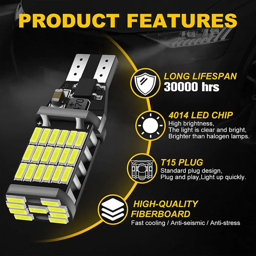 VW Tiguan 5N   ٰ  2Pcs 2009-2015 2016 2017 T15 W16W LED    Canbus  