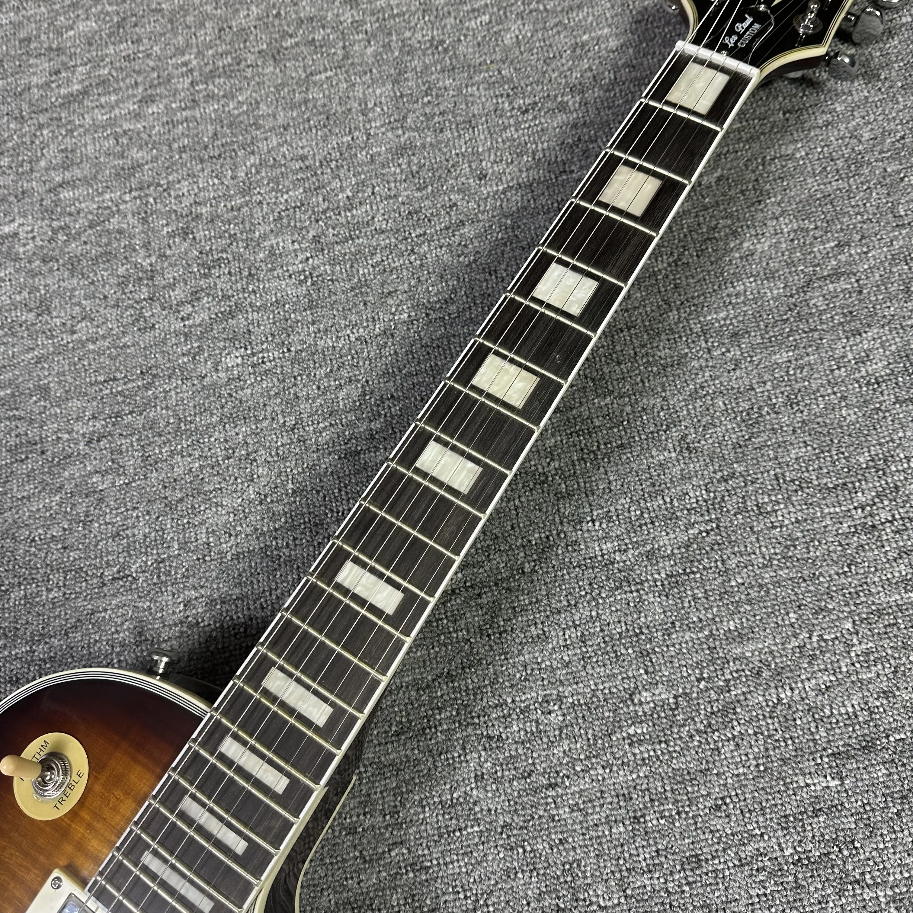 High quality LP electric guitar, Brown sunburst Color,flamed maple top,in stock